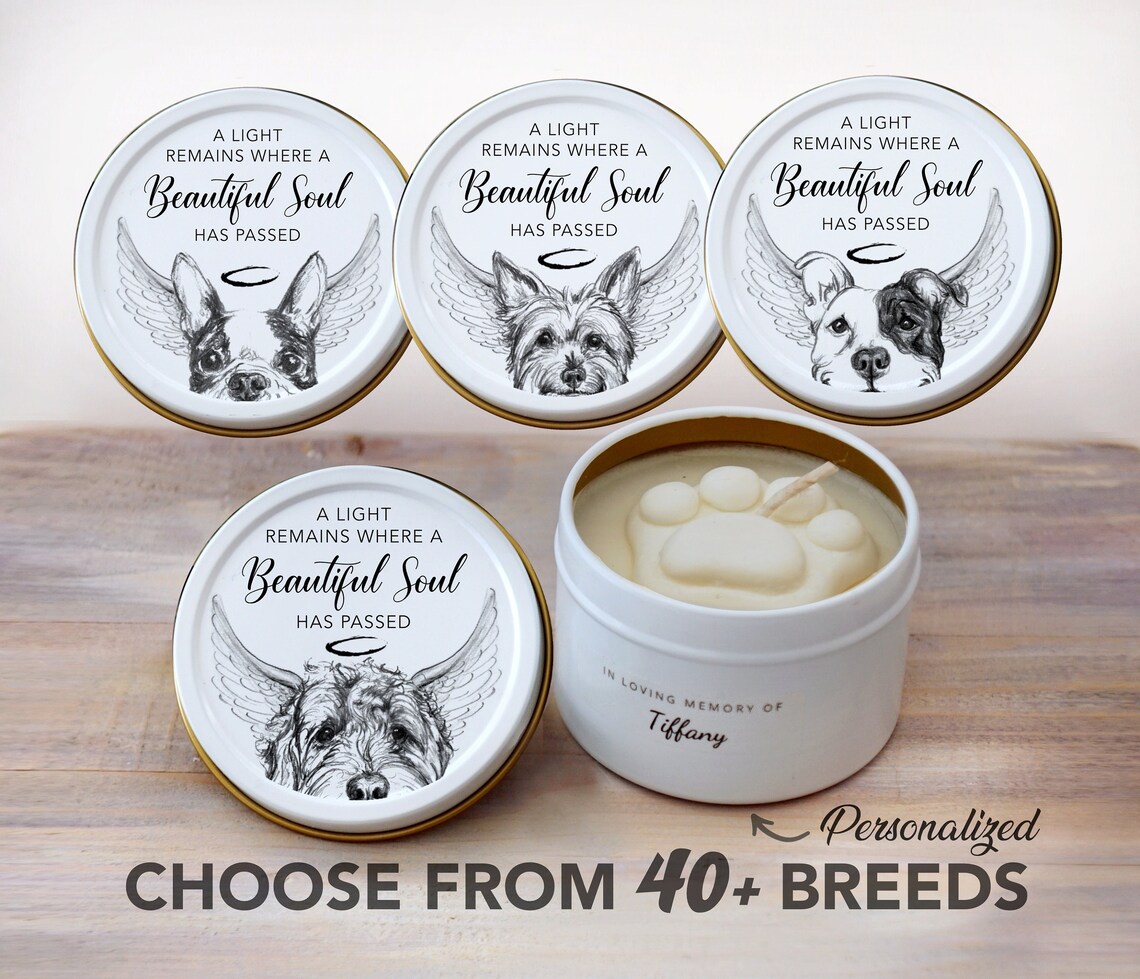 4 Oz. Dog Memorial Candle Paw Print Candle for Pet Sympathy Etsy