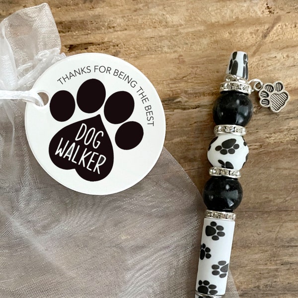 Dog Walker Thank You Gift, Hand Beaded Paw Print Pen Gift for Dog Walker,Pet Walker Thank You Gift, Paw Print Thank You Gift for Walker , P1