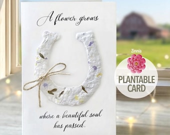 Horse Sympathy Personalized Memorial Seed Paper Card: Plantable Zinnia Horse Loss Gift M2