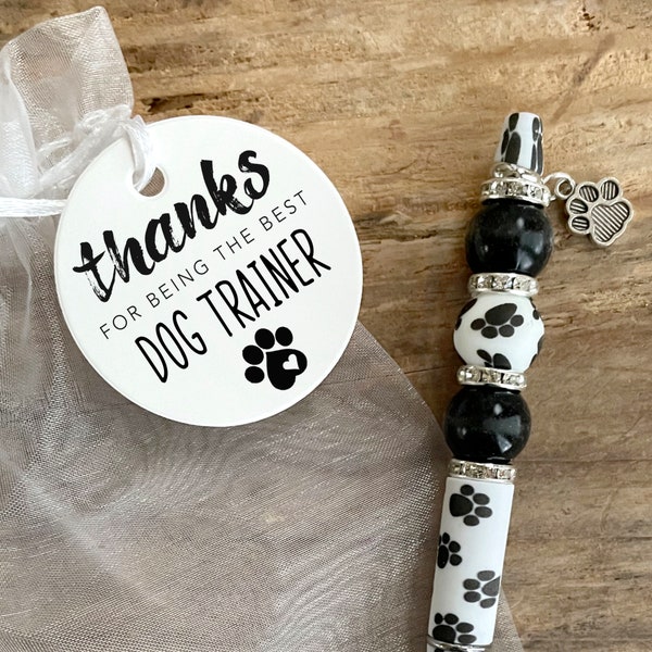 Dog Trainer Thank You Paw Print Gift, Hand Beaded Paw Print Pen Gift, Thank You Gift for Dog Trainer , Dog Daycare Staff Thank You Gift,  P1
