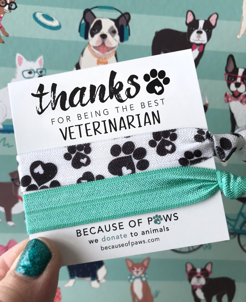Veterinarian Thank You Gift Hair Tie Greeting Card Vet Etsy