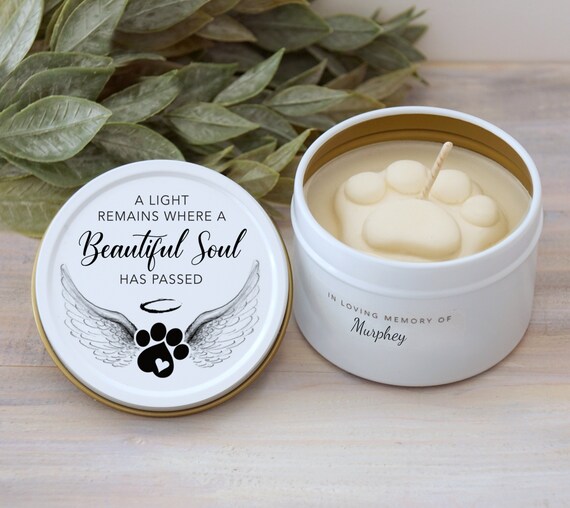4 Oz. Personalized Dog Memorial Candle Paw Print Pet Sympathy Etsy