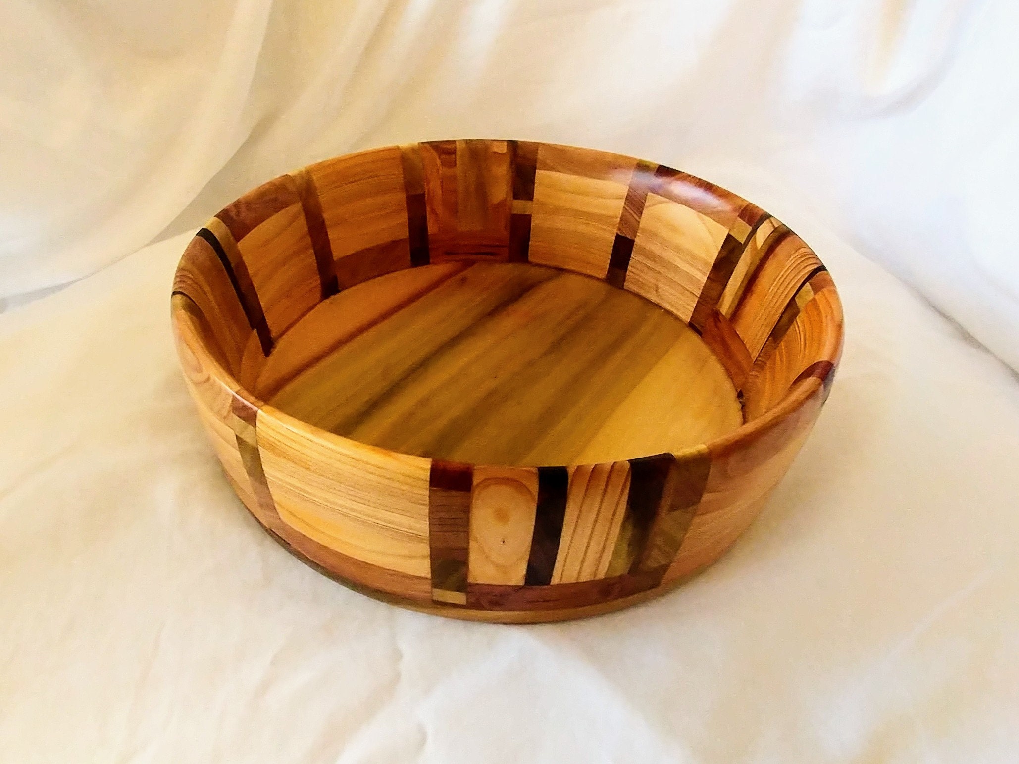 Hand Turned segmented Bowl Random Blocks design Etsy