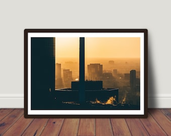Houston Skyline Print, Steamy Rooftops, Pearlescent Finish (Unframed)