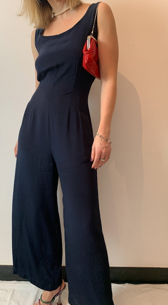 Weibliche Jumpsuit silk Mitternachtsblau