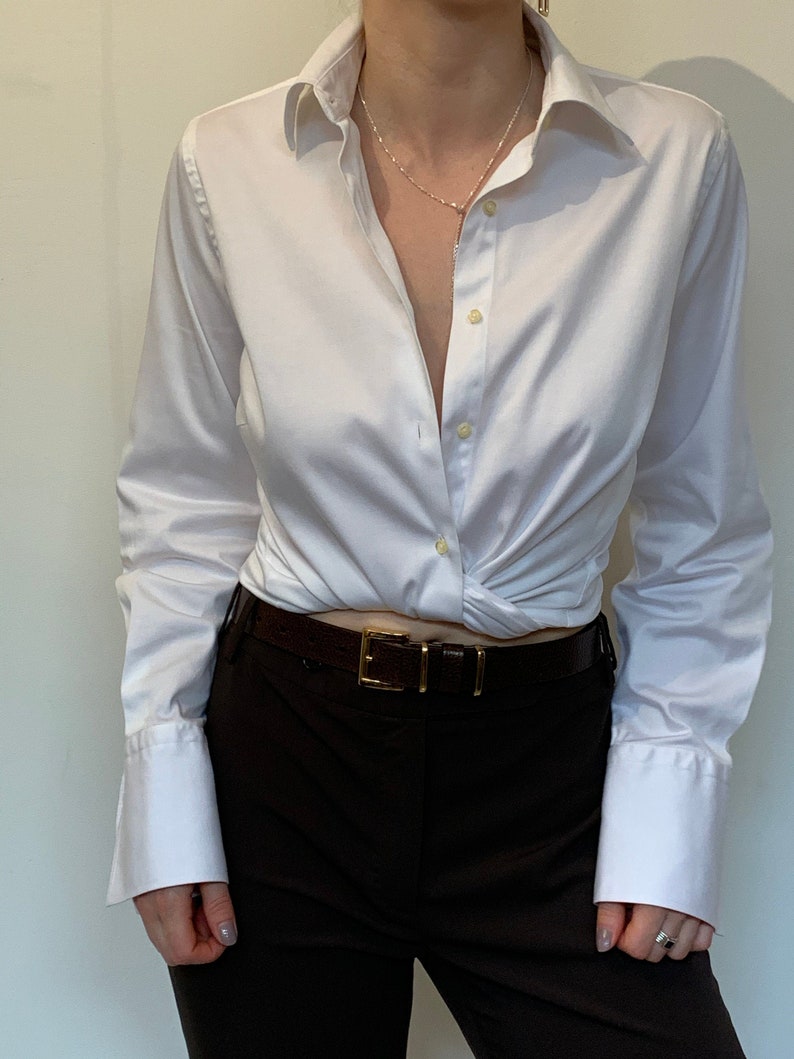 Vintage weise bluse mit breiten Manschetten | Etsy