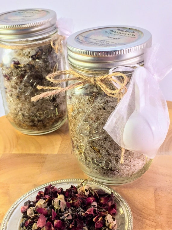 Bath Salts - Tub Tea Jar - Heal - Rose, Lavender, Tea & Mix with Essential Oils and Epsom Salt, Detox Bath, Bath Soak