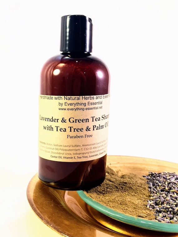 Lavender, Green Tea, Tea Tree & Palm Oil Shampoo - Paraben Free - Natural, Hair Growth, Conditioning, Aromatherapy, Dandruff Treating