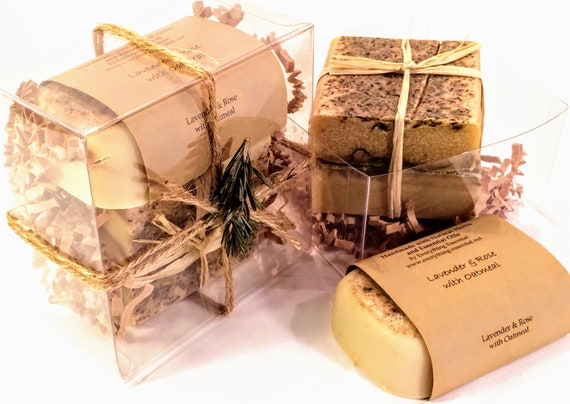 Lavender, Rose & Oatmeal Soap Set - Gift Set - Hypoallergenic, Antibacterial, Antiviral, Natural, Hydrating, Acne Treating