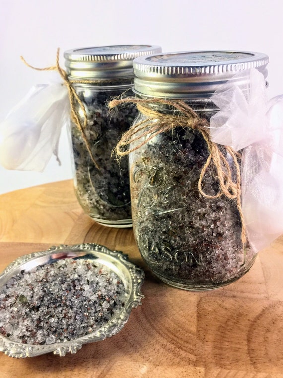 Bath Salts - Tub Tea Jar - Rejuvenate - Eucalyptus, Hawaiian Sea Salt, Black Lava Salt, & Oil Mix with Baking Soda - Bath Soak, Detox Bath