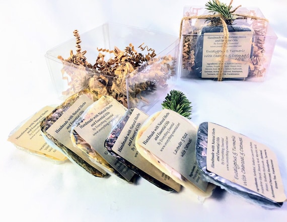 Soap Sample Set - Travel Soaps, Gift Set - Hypoallergenic, Antibacterial, Antiviral, Exfoliating, Bug Repellant, Natural, Acne Treating