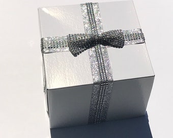 White Gift Box, Bridesmaids Gifts, Silver Gold Box for Gifts, Birthday Gifts, Wedding Gifts, Gift Wrap, Gift Packaging
