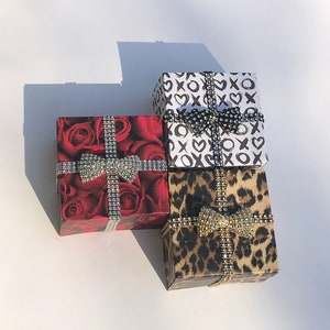 Leopard Cheetah Gift Box, Rose Gift Box, Print Gift Boxes, Unique Gifts Packaging, Party Favor Boxes, Gift Card Holders