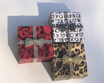 Leopard Cheetah Gift Box, Rose Gift Box, Print Gift Boxes, Unique Gifts Packaging, Party Favor Boxes, Gift Card Holders