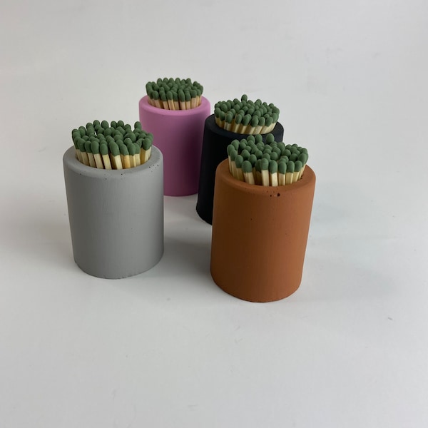 Match Holder with Striker, Concrete Matchstick Holder, Match Striker