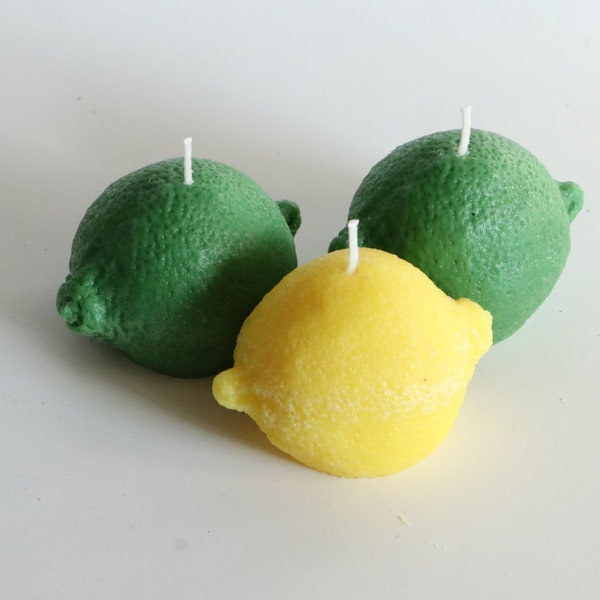 Lemon and Lime Candles, Fake Food, Pink Lemons, Lemon Scented Candles, Lime Scented Candles, Kitchen Accessories