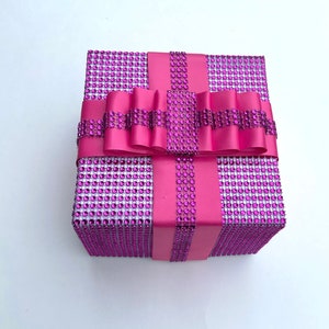 Pink Gift Box, Pink Rhinestone Gifts, Large Gift Packaging, Large Pink Rhinestone Gift Box, Gift Wrapping