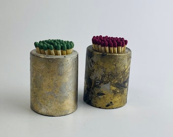Marble Matchstick Holder: Black and Gold Concrete Match Striker