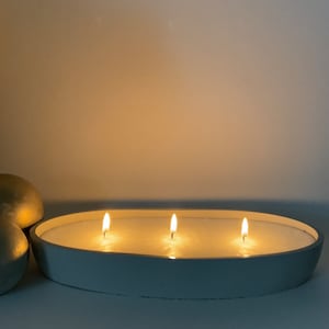 Concrete Dough Bowl Candle, Large Concrete Candle, Oval Candles, 3 Wick Candles