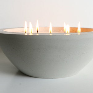 Extra Large Candle, Giant Candle, Concrete Cement Candle Bowl, Multi Wick Large Candle, Upscale Candle Decor