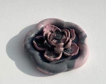 Flower Essential Oil Diffuser, Smokeless Aromatherapy Diffuser, Concrete Flower Diffuser with Tray, Office Decor