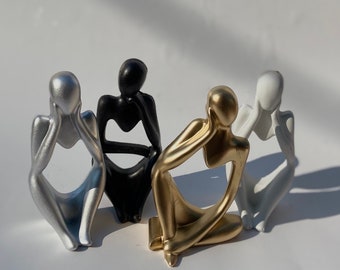 Abstract Thinker Statue, Handmade Sculpture, Bookshelf Decor, Figurine Decor, Home Decor Ideas