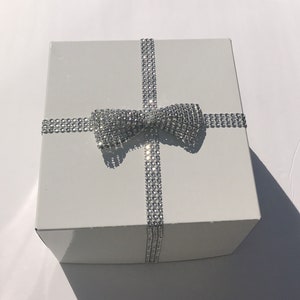 Large Gift Box, Wedding White Rhinestone Gift Box, Card Box, White Gift Box Packaging, Bling Boxes, Anniversary Box