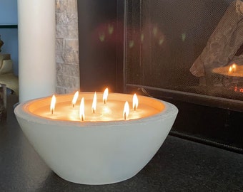 Extra Large Candle, Giant Candle, Concrete Cement Candle Bowl, Multi Wick Large Candle, Upscale Candle Decor