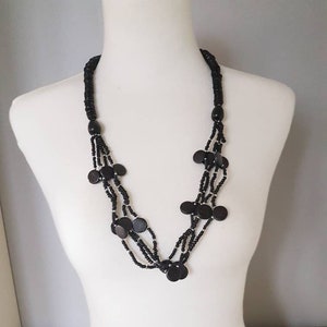 Boho zwart retro/vintage licht houten ketting