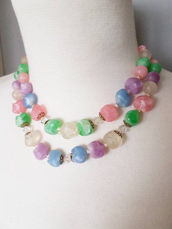Midcentury candy colored plastic beads vintage nec