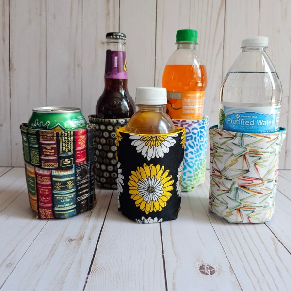 Can Cozy, Beverage Insulator, Fabric Can Cozy, Books