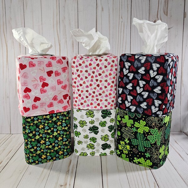 Reversible Tissue Box Cover: Valentine's Day & St. Patrick's Day
