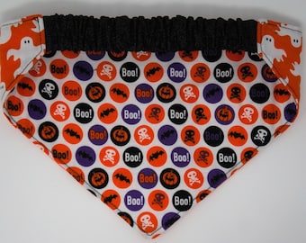 Halloween Ghosts Reversible Dog Bandana with Elastic Collar