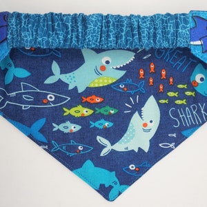 Sharks and Fish Reversible Dog Bandana with Elastic Collar