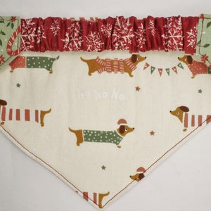 Bandana réversible pour chien, cannes de bonbon et teckels avec collier élastique