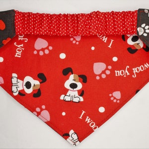 I Woof You Dog Reversible Dog Bandana with Elastic Collar