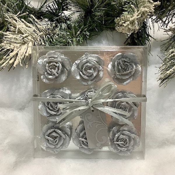 Coffret Bougies roses argent vintage