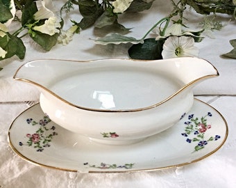 Saucière porcelaine fleurs vintage