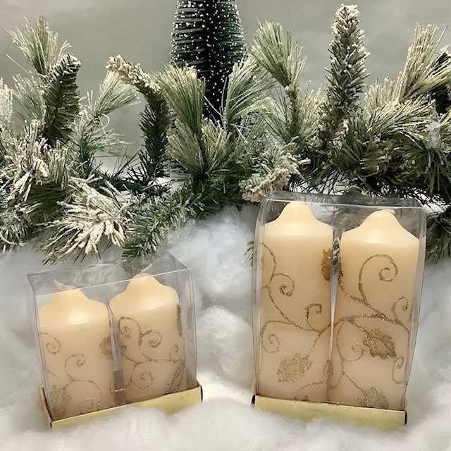 Bougies Colonne Écru Arabesques Moyen et Grand