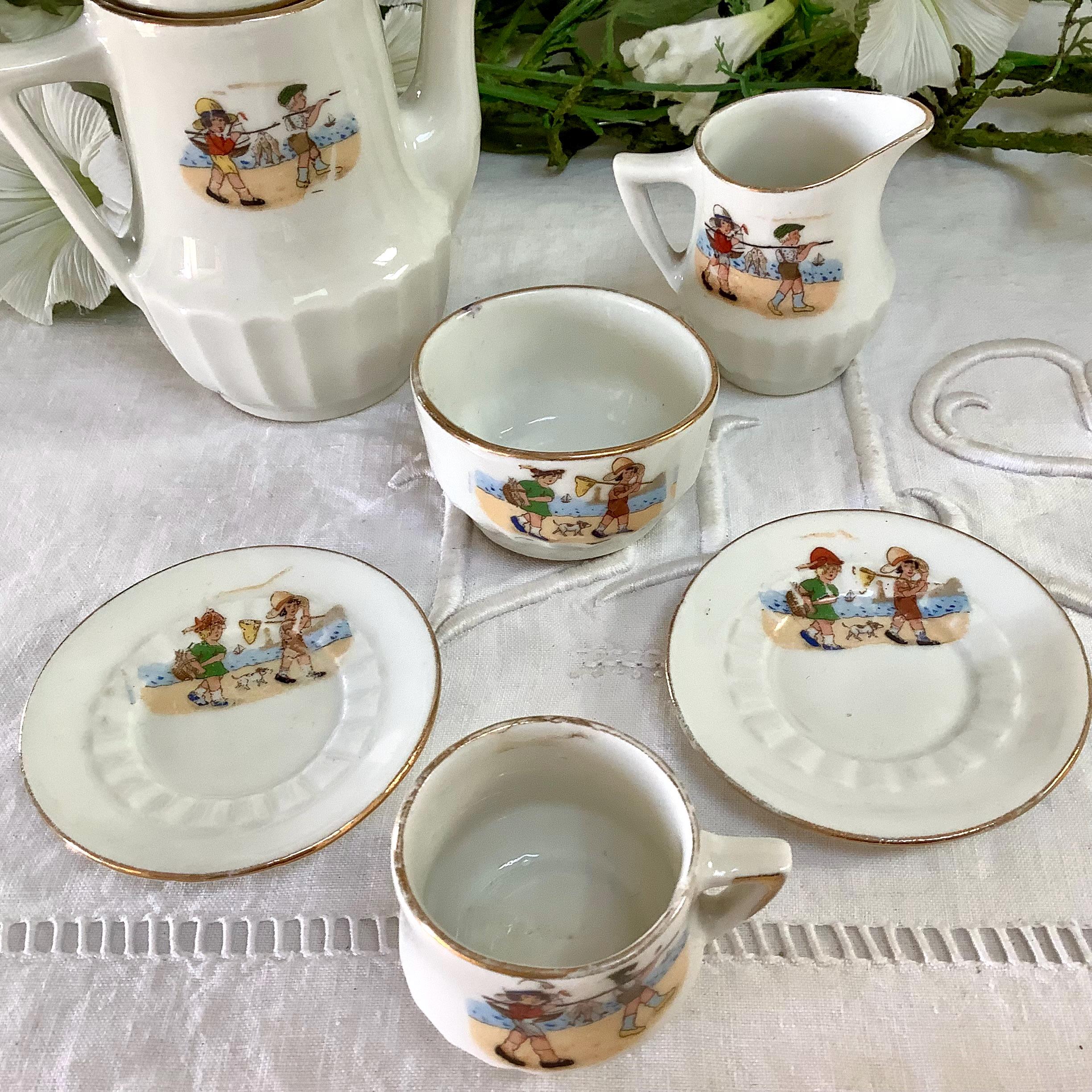 DINETTE ANCIENNE EN porcelaine service à thé vaisselle miniature EUR 55