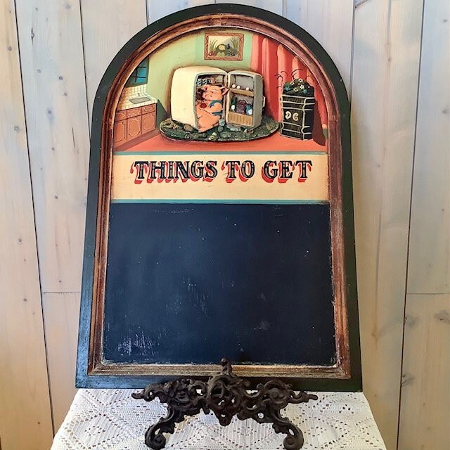 Tableau Vintage Ardoise et Bois Sculpté