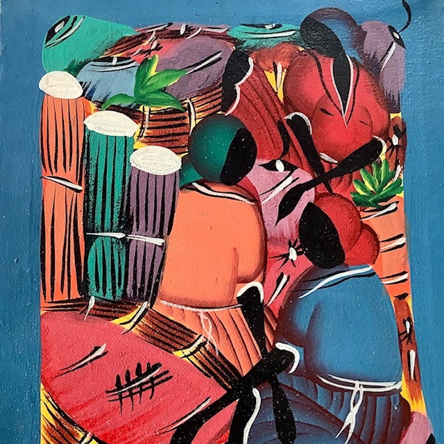 Tableau Vintage Art Naïf Haïtien Dominicain