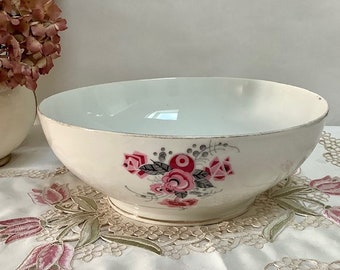 Saladier porcelaine art déco roses AV vintage