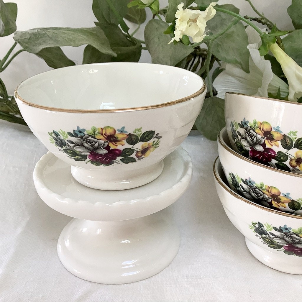 Petits Bols Ramequins Vintage Faïence Fleurs