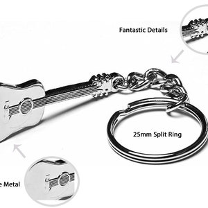 Acoustic Classical Guitar Metal Keyring image 2