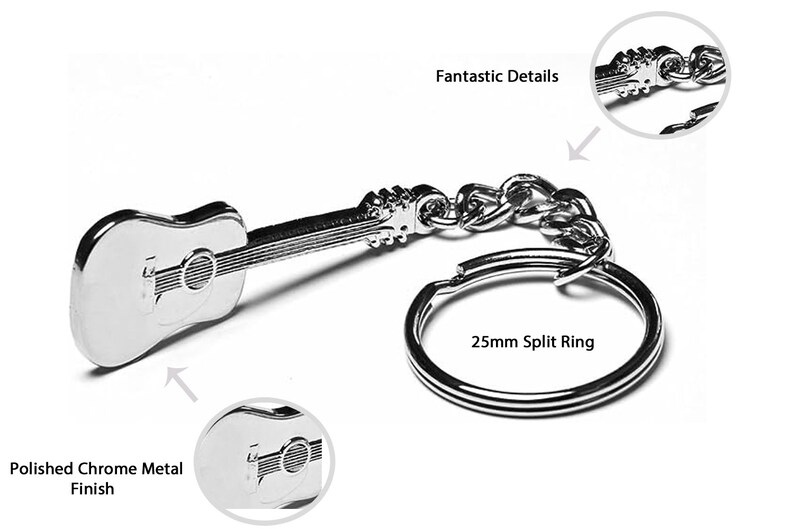 Acoustic Classical Guitar Metal Keyring image 2