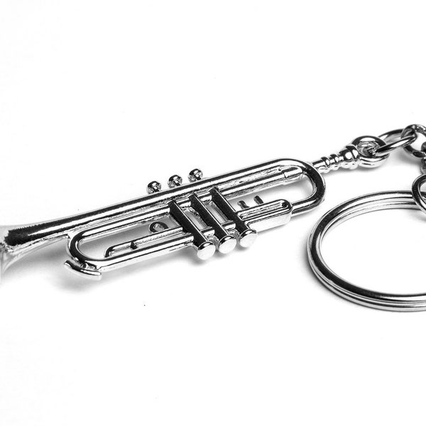 Porte-clés trompette en métal - Réplique 3D exacte avec pochette cadeau de luxe - idées de remplissage de bas de Noël pour professeur de musicien