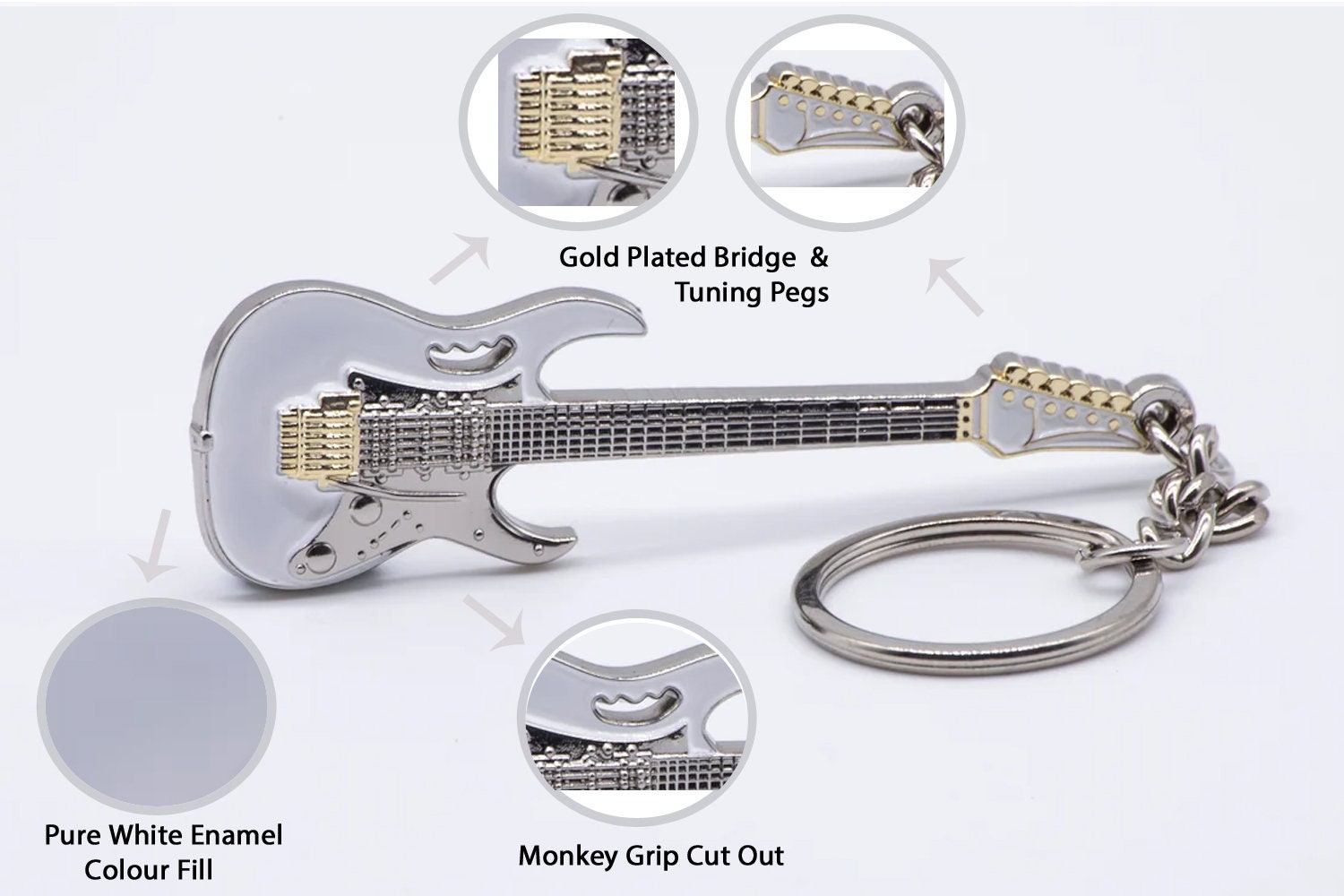 Custom Steve Vai Signature White Monkey Grip Electric Guitar