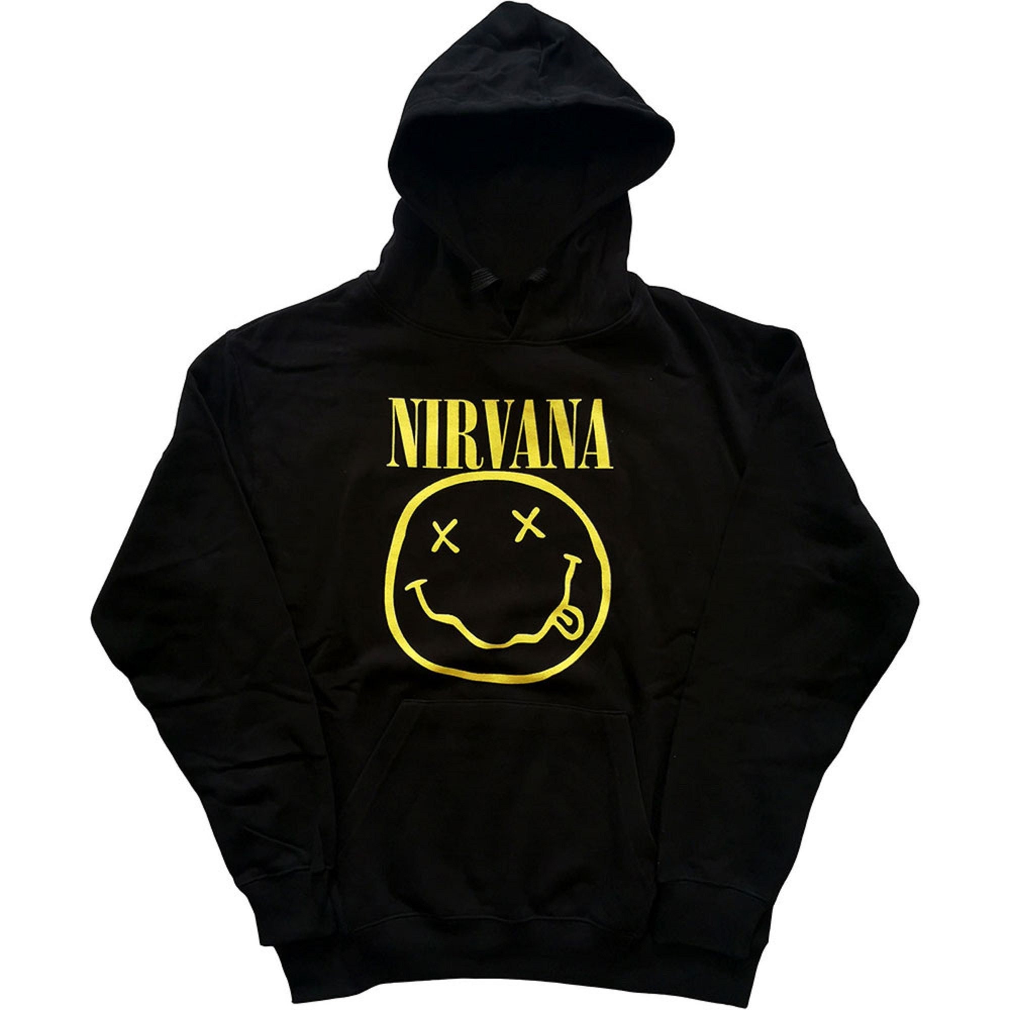 Discover Nirvana Yellow Smiley Grunge Cotton Hoodie - Officially Licensed Nirvana clothing