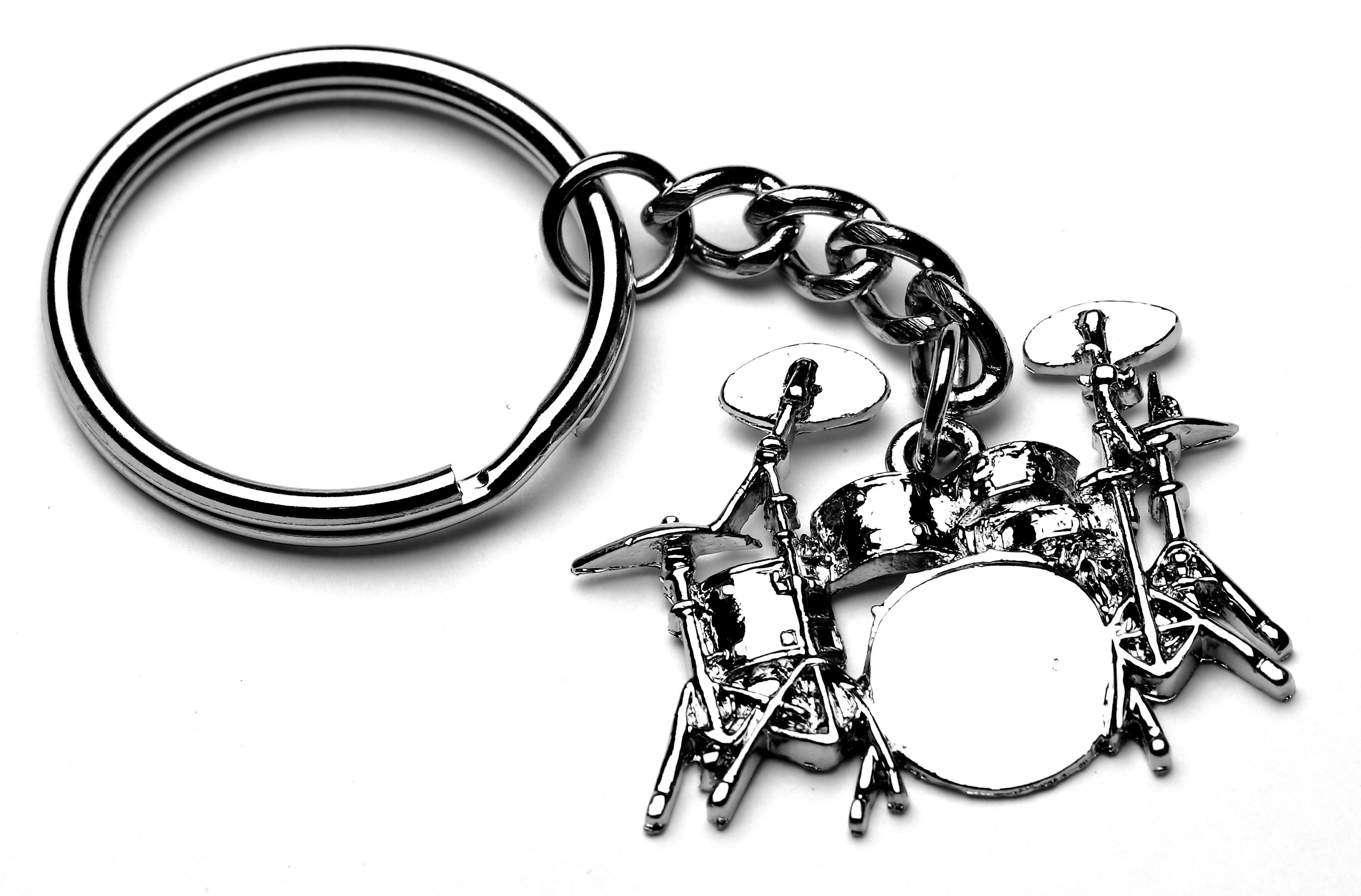 Drum Kit Silver Metal Keyring with Matching Drum Kit Pin Badge Etsy